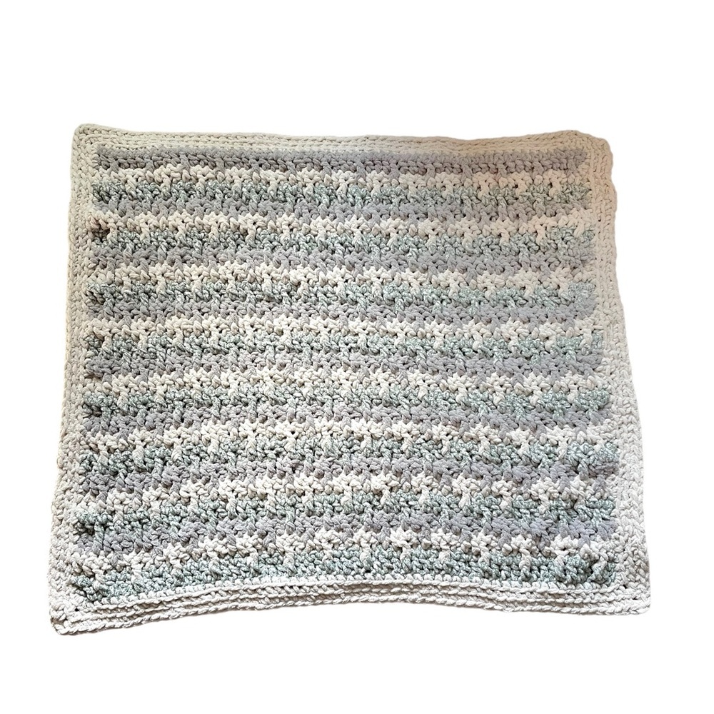 Handmade Jump Stripe Soft Squishy Multicolored Crochet Nursery Baby Blanket - Picture 2 of 7